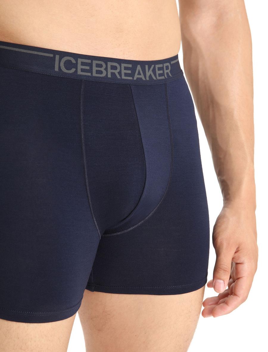 Men's Icebreaker Merino Anatomica Boxers Underwear Midnight Navy | CA 1632CTVE